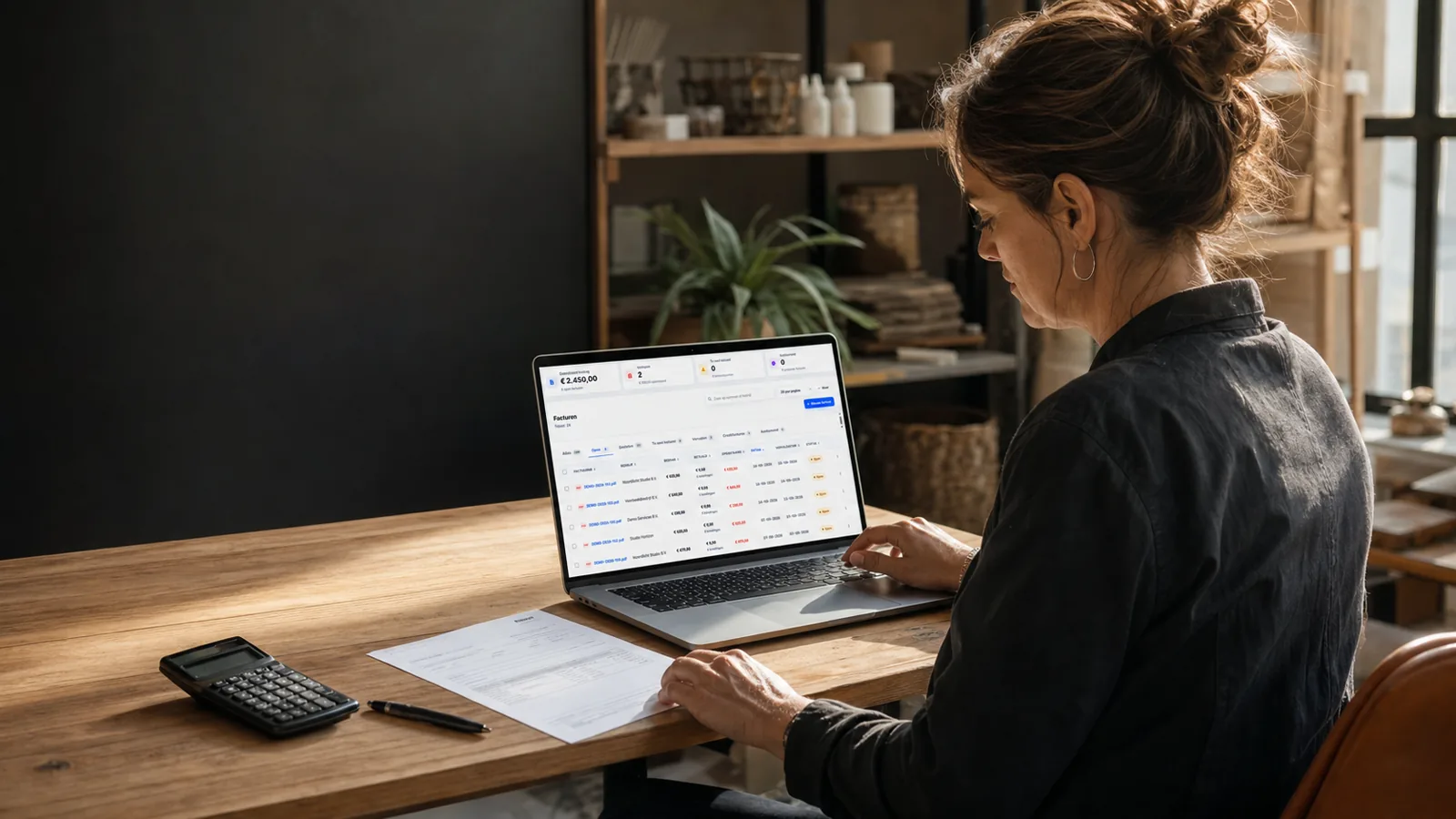 Factuuroverzicht van twoManage op een laptop