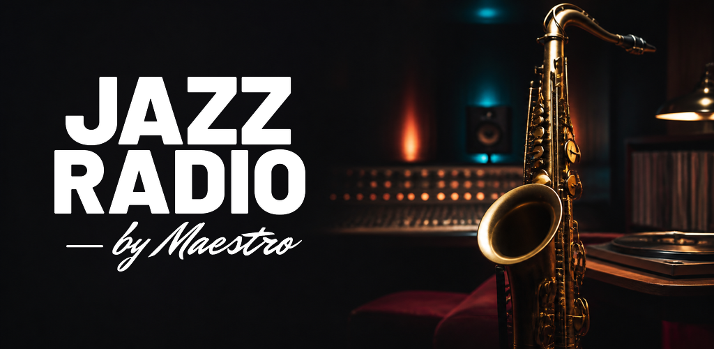 Jazz Radio by Maestro met saxofoon in een radiostudio