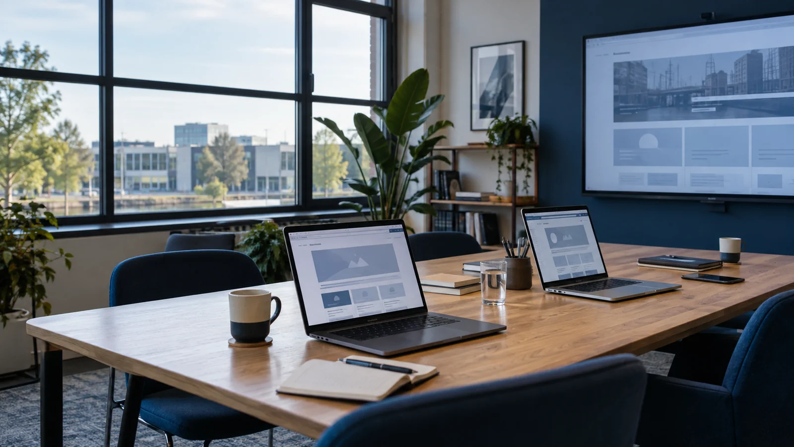 Sfeerbeeld van een persoonlijke websitebespreking op kantoor in Rotterdam