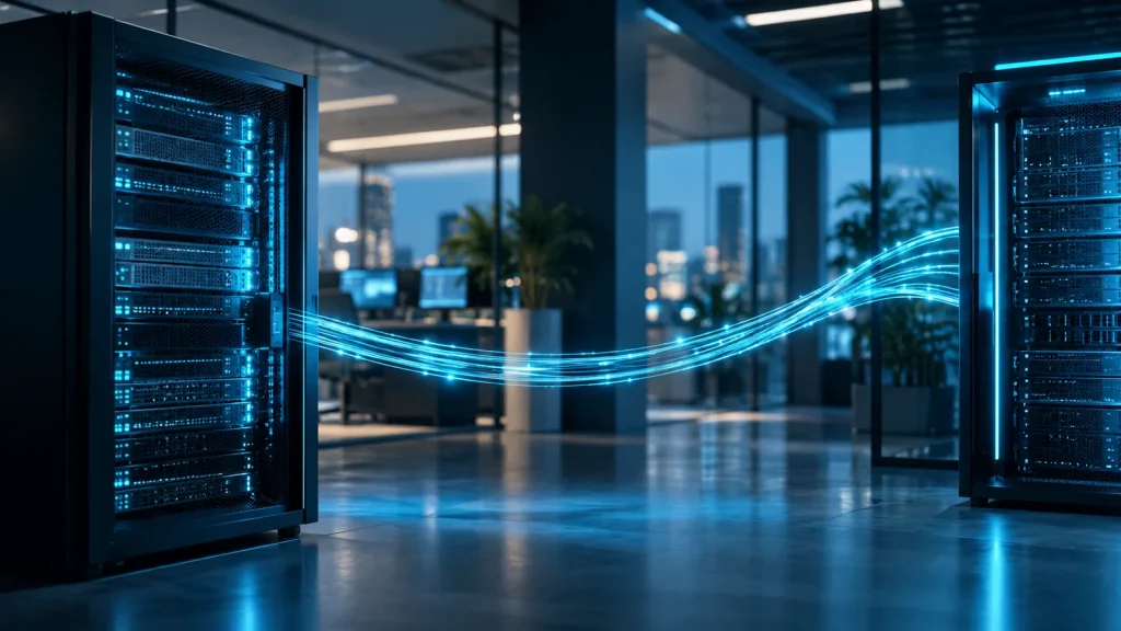 Twee bedrijfssystemen verbonden door een veilige datastroom